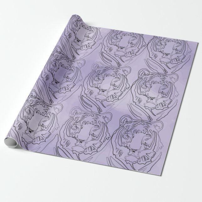 Presente Papel de enrolamento do padrão de aquarela púrpura (Desenrolado)