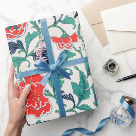 Presente Papel de enrolamento do padrão Floral vermelho