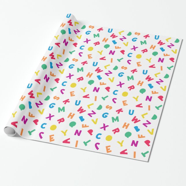 Presente Papel de enrolamento do Rainbow Alphabet Scramble (Desenrolado)