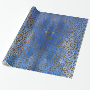 Presente Papel de enrolamento dos círculos do Ouro azul