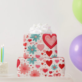 Presente Papel de enrolamento dos corações do dia de os nam