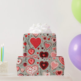 Presente Papel de enrolamento dos corações do dia de os nam