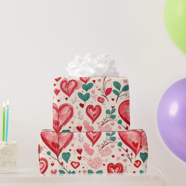 Presente Papel de enrolamento dos corações do dia de os nam (Presentes para festas)