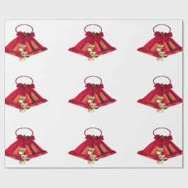 Presente Papel de enrolamento dos sinos vermelhos e Dourado