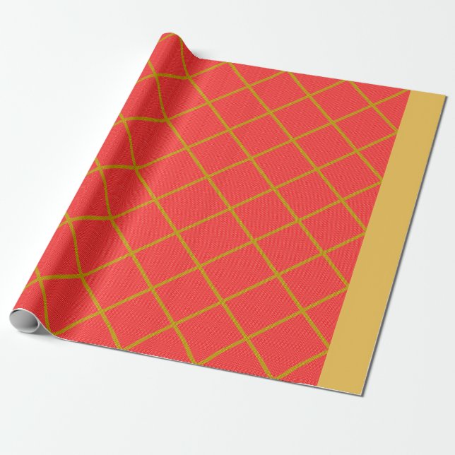 Presente Papel de enrolamento Dourado e vermelho (Desenrolado)