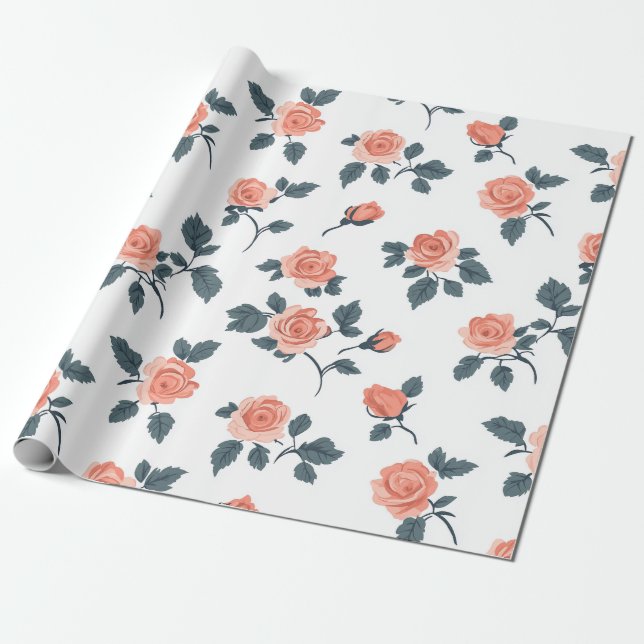 Presente Papel de enrolamento Elegante de Rosa (Desenrolado)