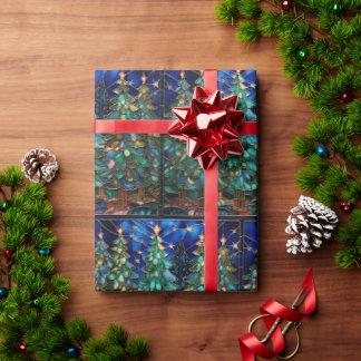 Presente Papel de enrolamento em árvore de Natal de vidro c
