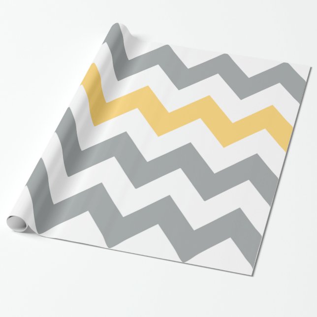 Presente Papel de enrolamento em cinza e amarelo (Desenrolado)