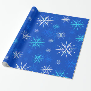 Presente Papel de enrolamento em flocos de neve, azul e con