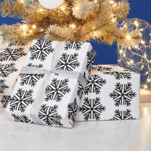 Presente Papel de enrolamento em flocos de neve brancos e p
