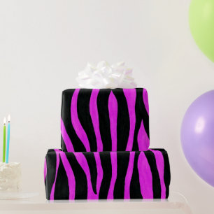 Presente Papel de enrolamento em tiras de zebra rosa