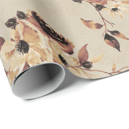 Presente Papel De Enrolamento Floral Castanho
