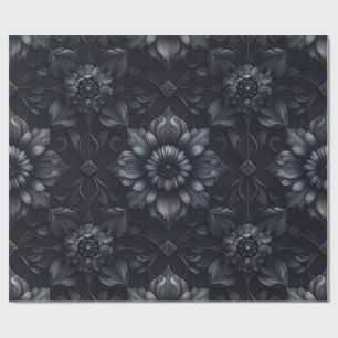 Presente Papel de enrolamento floral preto-gótico-escuro