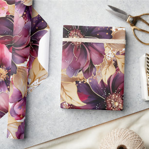 Presente Papel de enrolamento floral sem costura