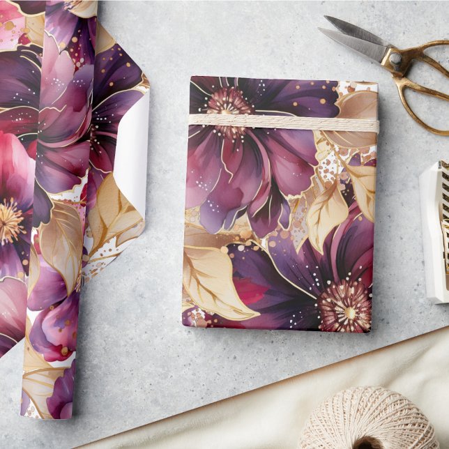Presente Papel de enrolamento floral sem costura (Criador carregado)
