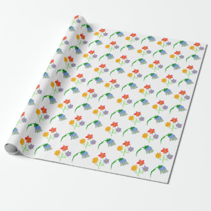 Presente Papel de enrolamento Flores silvestres de cor aquo