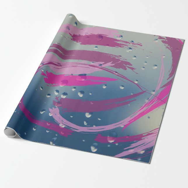 Presente Papel de enrolamento Fúcsia e Pincéis de Rosa Suav (Desenrolado)