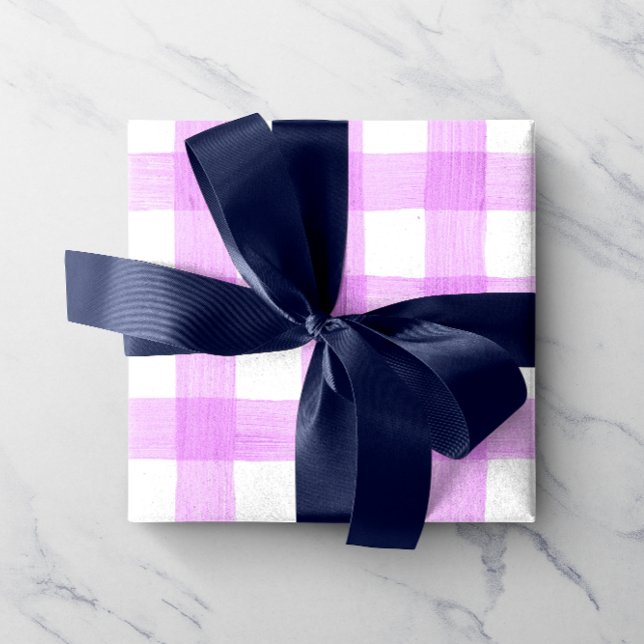 Presente Papel de enrolamento Gingham, lavanda de Aquarela (Criador carregado)