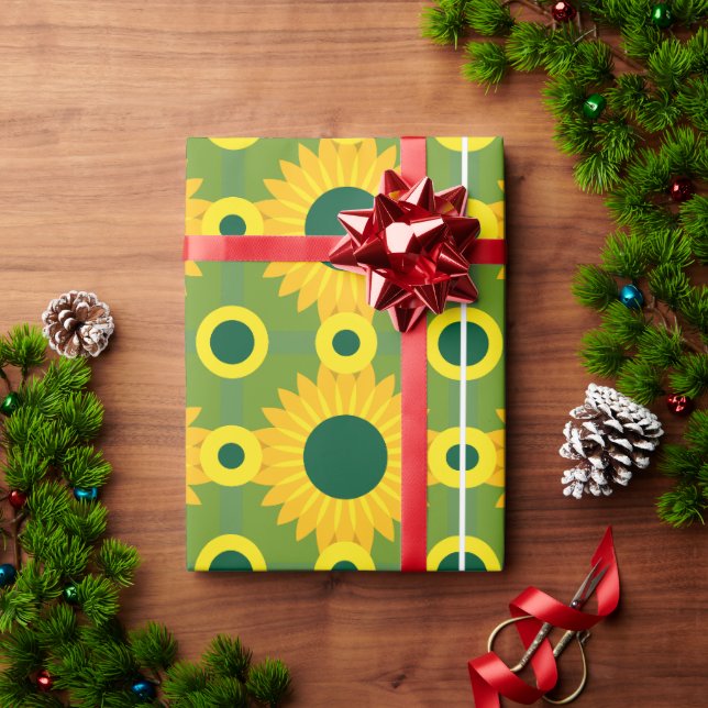 Presente papel de enrolamento impresso em girassol (Presente de Natal)