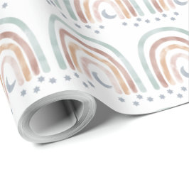 Presente Papel de enrolamento - Lua e estrelas arco-íris