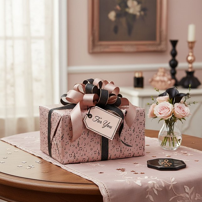 Presente Papel de enrolamento musical preto (Criador carregado)