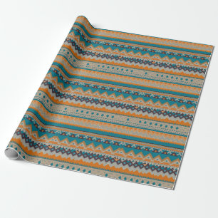 Presente Papel de enrolamento Navajo Design Amarelo em turq