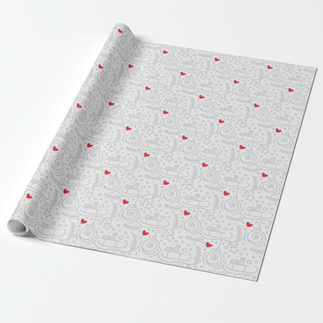 Presente Papel De Enrolamento, Ornamento E Coração (Desenrolado)