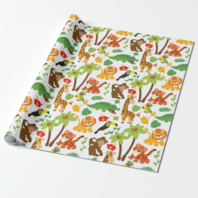 Presente Papel de enrolamento para animais Safari e plantas (Desenrolado)