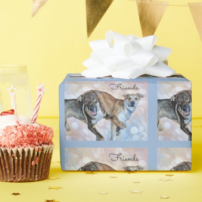 Presente Papel de enrolamento para dois amigos puppy (Festa de aniversário)