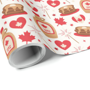 Presente Papel de enrolamento para festas no dia do Canadá