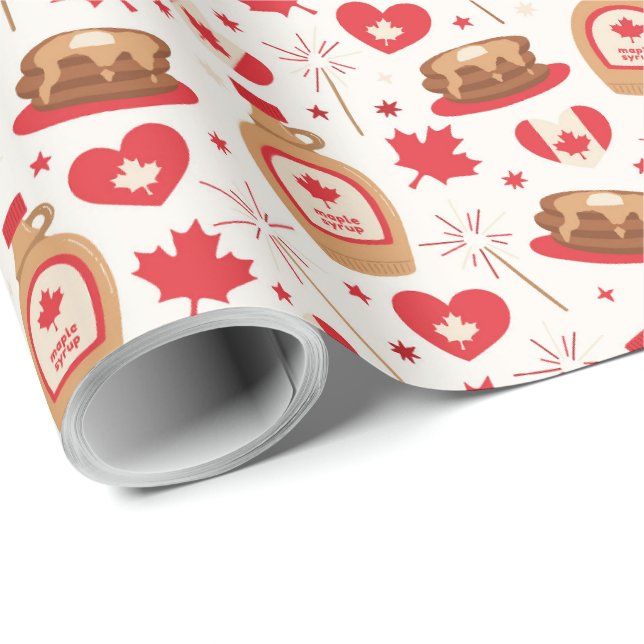 Presente Papel de enrolamento para festas no dia do Canadá (Ponta do rolo)