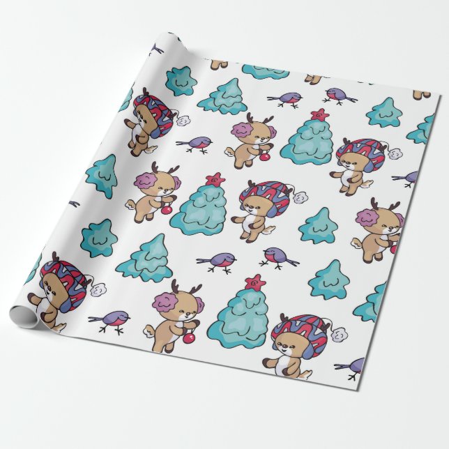 Presente Papel de enrolamento para penhor e pássaro (Desenrolado)