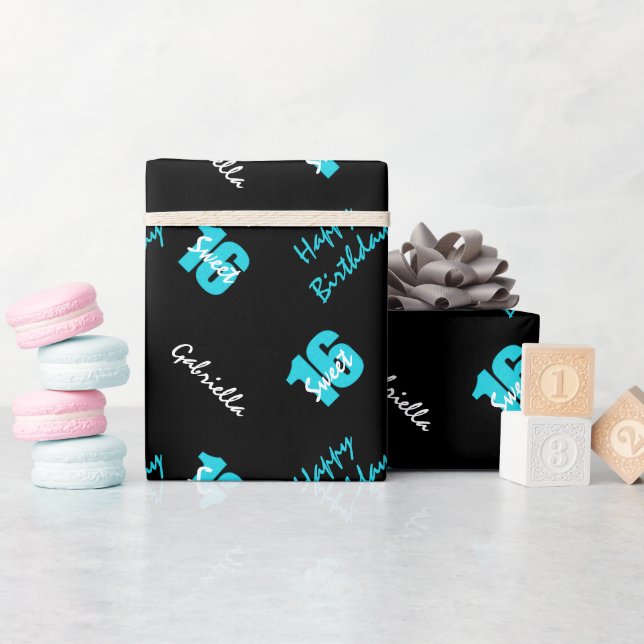 Presente Papel de enrolamento personalizado Blue Black Swee (Chá de bebê)