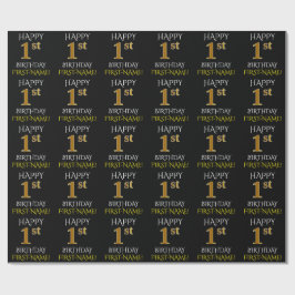 Presente Papel de enrolamento preto, "primeiro aniversario 