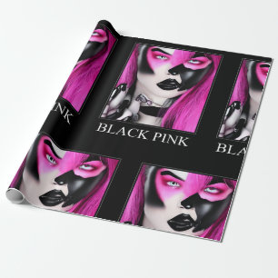 Presente Papel de enrolamento preto-rosa