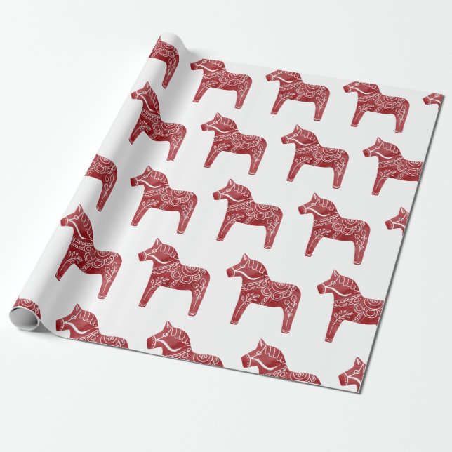 Presente Papel de enrolamento Red Dala Horse (Desenrolado)