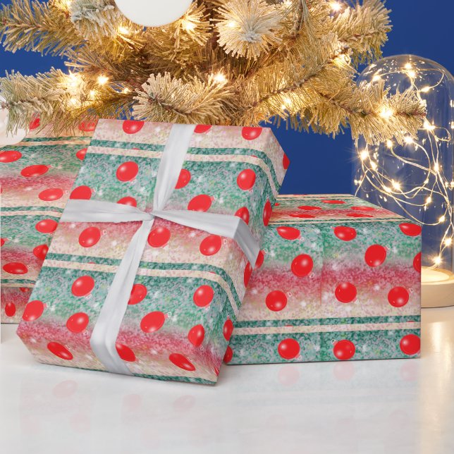 Presente Papel de enrolamento Red Holiday Baubles (Feriados)