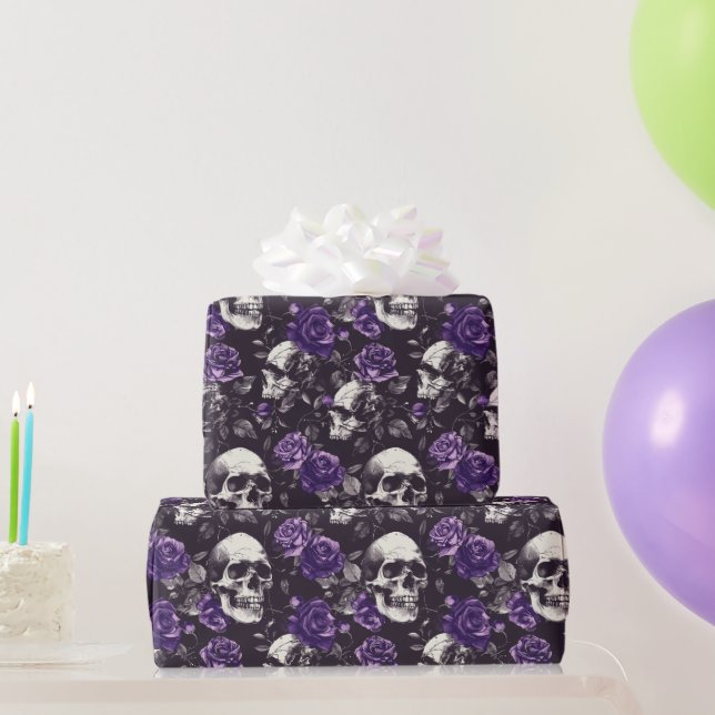 Presente Papel de enrolamento Rosa preto-roxo gótico (Presentes para festas)