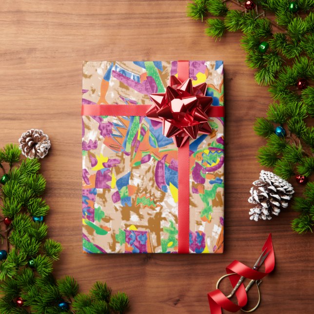 Presente Papel de enrolamento rosa | Roll de Quebra de Pres (Presente de Natal)