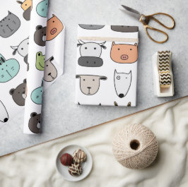 Presente Papel de enrolamento - Rostos de animais