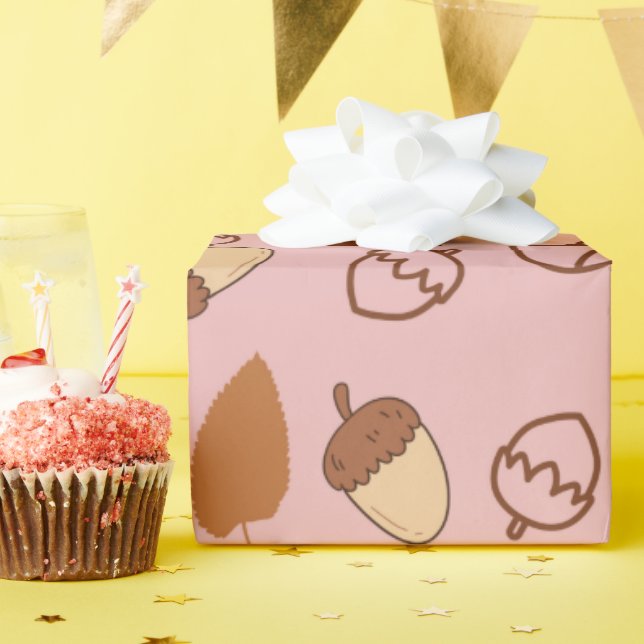 Presente Papel de enrolamento sem costura, de avelã, rosa,  (Festa de aniversário)