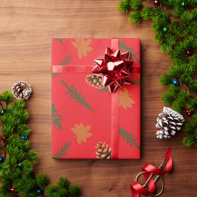 Presente Papel de enrolamento sem costura vermelha: Pinecon (Presente de Natal)