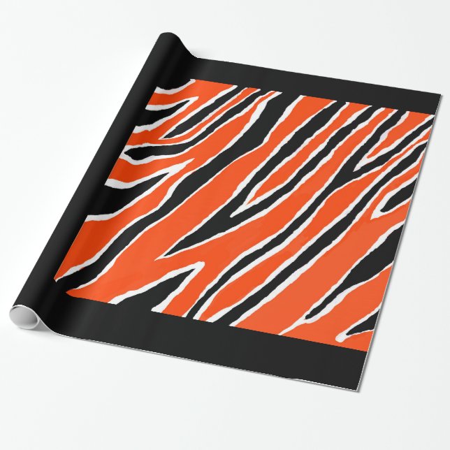 Presente Papel de enrolamento Tigre - Laranja/Preto (Desenrolado)