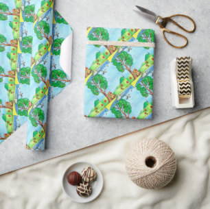Presente Papel de enrolamento "Urso com Flores"