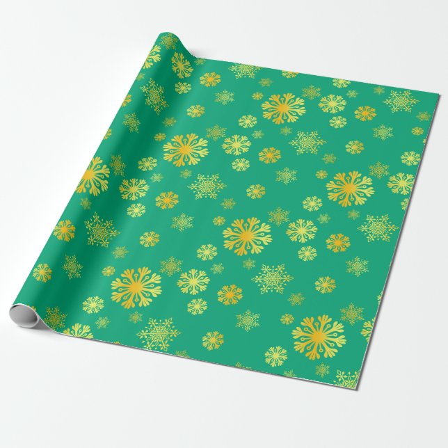 Presente Papel de enrolamento verde em flocos de neve de ou (Desenrolado)