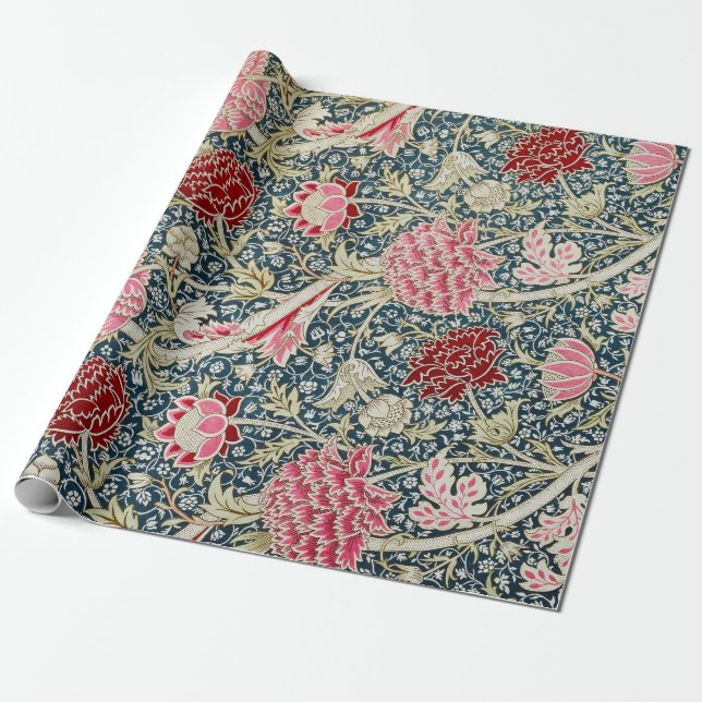Presente Papel de enrolamento vermelho e rosa do crisântemo (Desenrolado)
