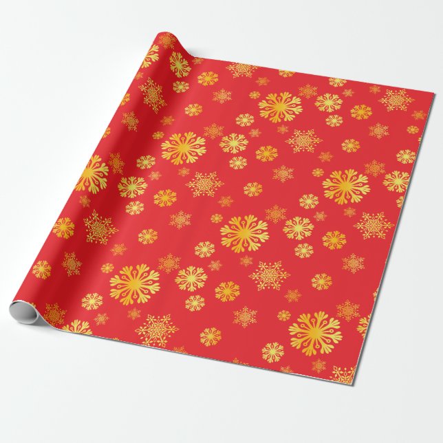 Presente Papel de enrolamento vermelho em flocos de neve de (Desenrolado)