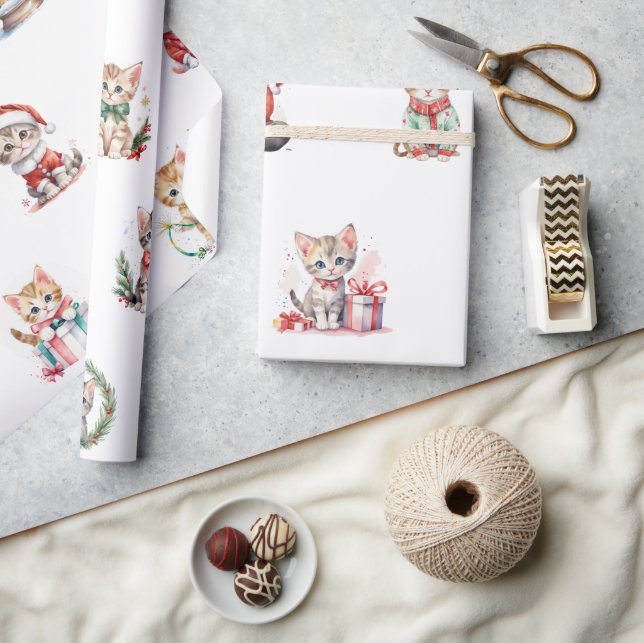 Presente Papel de enrolar Adorável de Kittens de Natal (Artesanato)