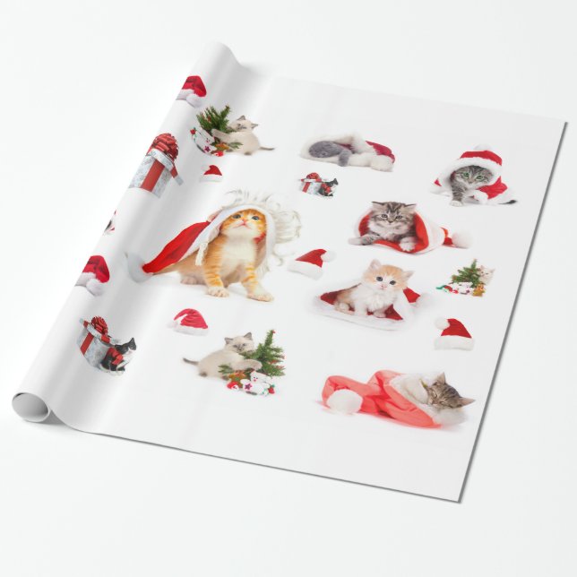 Presente Papel de enrolar Adorável de Kittens de Natal (Desenrolado)
