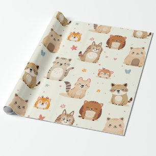 Presente Papel de enrolar impressão de animal fofo